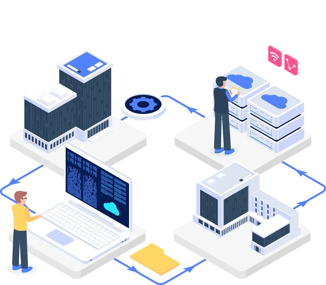 Illustration representing Distributed Infrastructure Architecture for a UK telecoms provider.